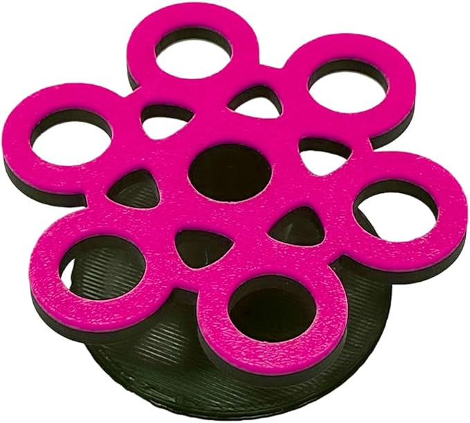 GlowRack UV Sand Frag Rack – Reef-Safe Coral Propagation Holder | Holds 7 Standard ½” Frag Plugs | Low-Profile, Substrate Base | Glows Under Reef Lighting | Handmade Aquarium Decor (UV Pink)