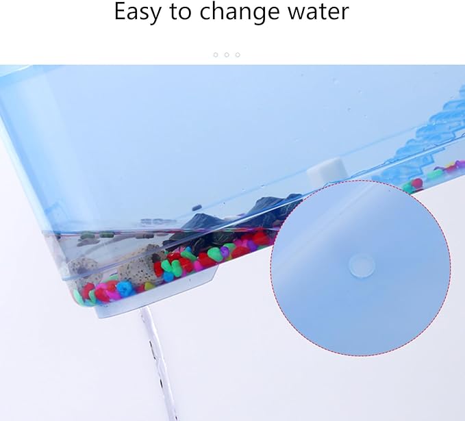Turtle Aquarium Tank with Platform Habitat for Terrapins - Transparent, Multi-Function Areas, Bottom Drainage-Plug - Blue, Purple, or Orange