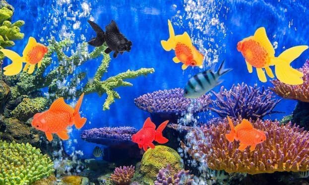 6 Pcs Orange Fake Floating Fishes Plastic Fake Goldfish Artificial Aquarium Fishes Colorful Realistic Artificial Moving Fish Ornament Decorations