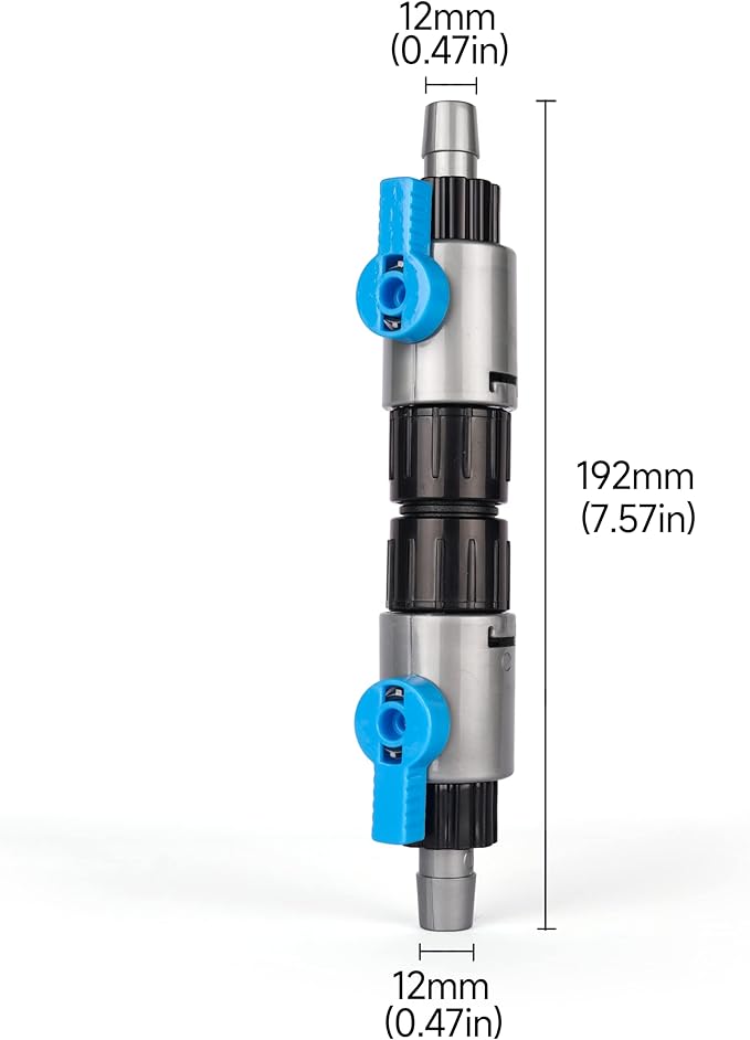 LANDEN Double Tab Connector for Aquarium, Canister Filter Hose Connector, Fish Tank Water Flow Control, Quick Release Valve, (1/2"(12/12mm))