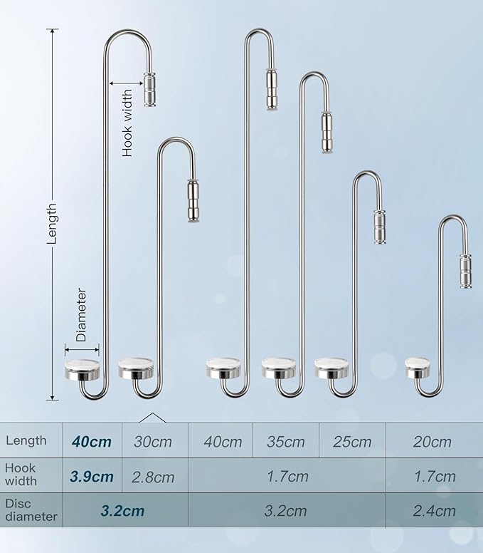 Aquarium Stainless Steel CO2 Diffuser Widen Hook, DCW300-40