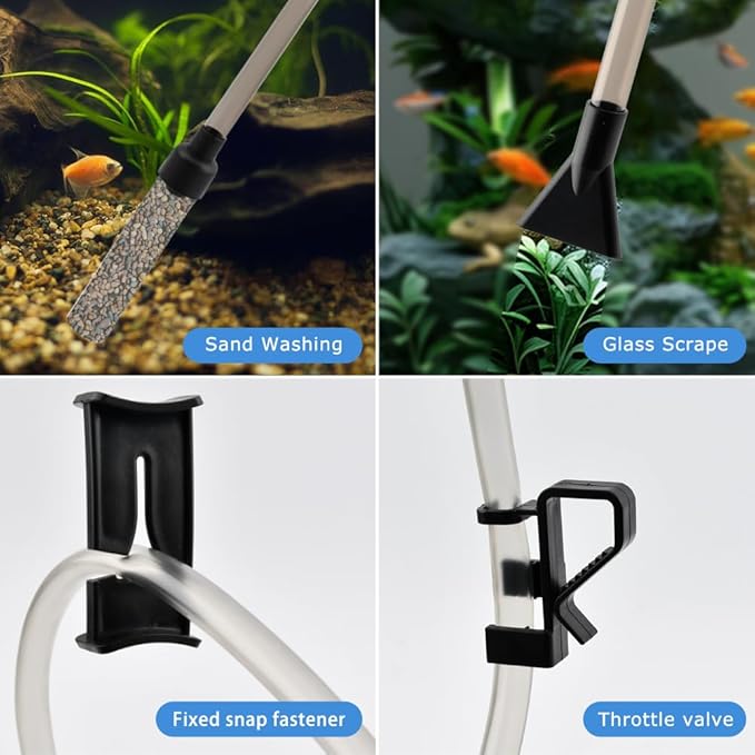 Aquarium Siphon Pump Gravel Cleaner - 80GPH Powerful Fish Tank Vacuum Gravels Cleaning Kit,Manual Water Changer with Air Push Button, for Aquarium Water Changer, Sand Cleaner