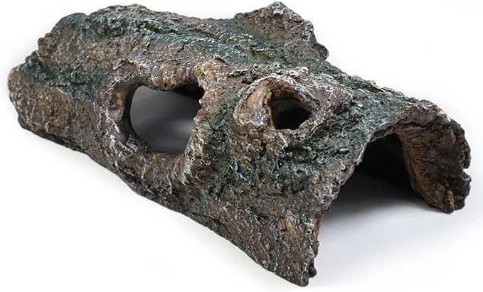 fazhongfa Reptile Hide Tree Trunk Lizard Snake Gecko Axolotl Spider Turtles Bearded Dragon Tank Accessories Large Hollow Log for Aquarium or Fish Tank Resin Wood Decorations Ornament