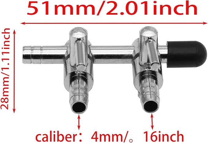 2 Pcs Stainless Steel Air Splitter Flow Control Valve 2-Way Fish Tank Air Flow Control Lever Valve Distributor Splitter Aquarium Control Valve Accessories
