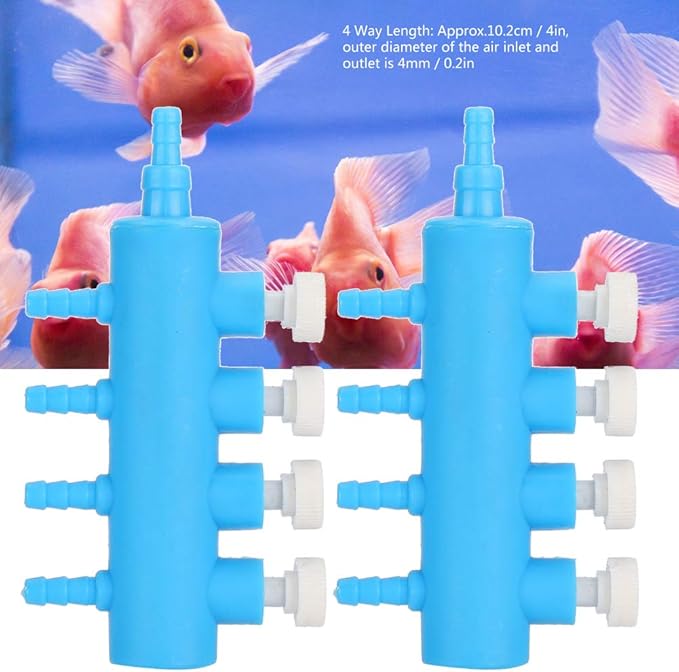 GLOGLOW Aquarium Air Control Distributor, 2pcs Aquarium 2 Way Air Pump Valve Manifold Air Control Distributor Oxygen Splitter Aquarium Oxygen Pump Adapter Accessory(4 Way)