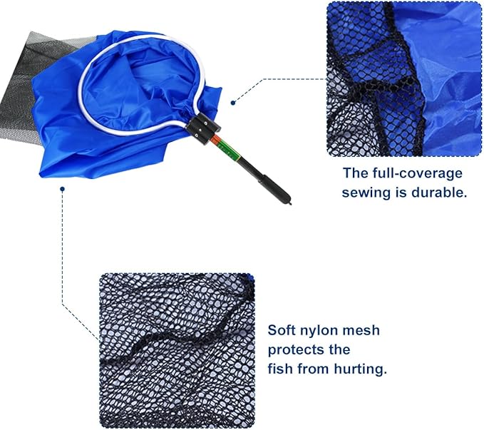 Koi Fish Net, Aquarium Net Short Handle Waterproof Soft Semi-Permeable Fishing Soft Lightweight Mesh Basket for Large Koi Sock Neting Medium Fish Eggs Safety Isolating Transfer