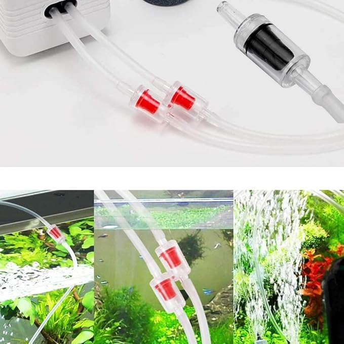 20 PCS Aquarium Air Pump Check Valves with 25 Feet Airline Tubing Clear Plastic One Way Non-Return Check Valve for Fish Tank