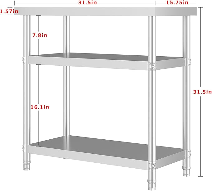Stainless Steel 20-29-30 Gallon Fish Tank Stand 20+ Gallon Aquarium Stand Long Aquarium Table Double Fish Tank Shelf Terrarium Stand 31.5" L*15.75" W Tabletop