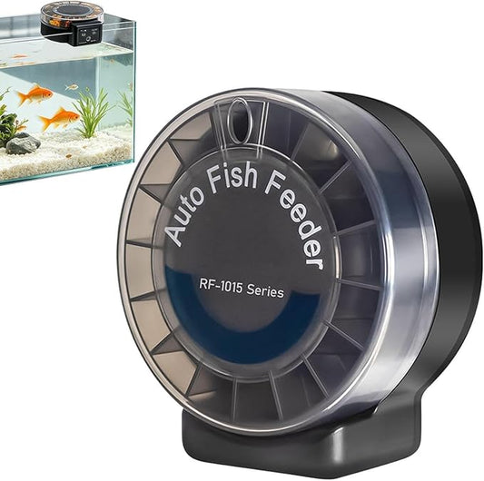 Fish Automatic Feeder,Airtight Container with Separate Compartments - 105ml Electronic Fish Feeder - for Vacation Turtle Outdoor Pond Indoor Pets