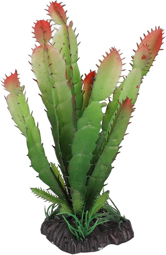 GLOGLOW Reptile Terrarium Plants 5x5.5x15cm Plastic Artificial Plants for Vivarium Landscaping Decor, 83g Lightweight, for Tortoises Lizards Geckos Bearded Dragons Desert Habitats