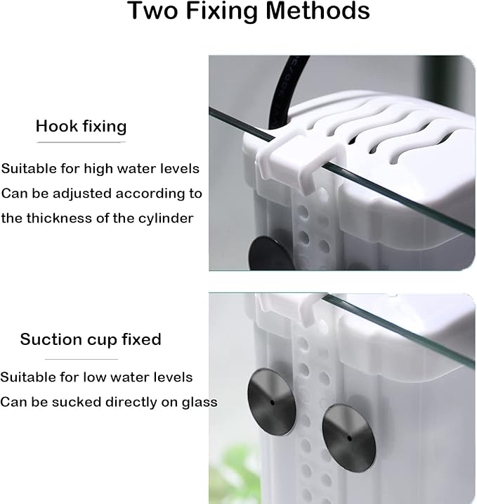 Aquarium Filter Fish Tank Filter for Turtle Tanks, Reptiles, Amphibians, Frog, Cichlids, Newt or Fish Tank Waterfall Flow Water Clean Pump (White Filter)