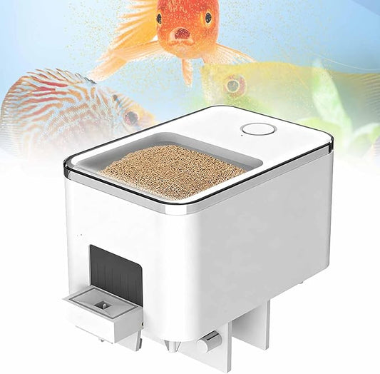 Automatic Fish Feeder, Smart Fish Feeder with 4 Silo, with App Control, Support Multi-Segment Timing and Precise Feeding, Moisture Proof and Won't Clog, Easily Add Food, for Tank, Pond