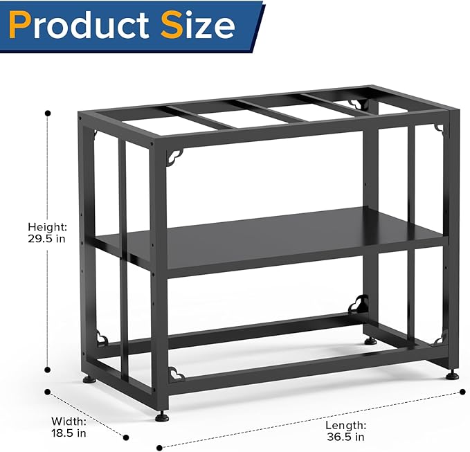 TOCRETOARE Fish Tank Stand 40 Gallon, Metal Aquarium Stand 36.5" L x 18.5" W*29.5”H, Double-Layer Storage Design, Suitable for Home and Office Use, 660LBS Capacity, Black (Tank not Included)