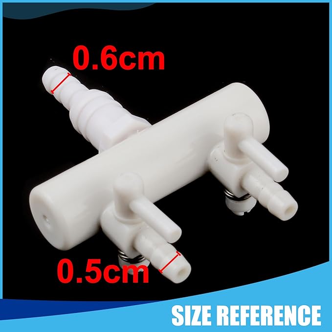 Plastic Air Splitter, 2-Way Air Flow Pump Tubing Splitter Control Valve, Air Divider for Aquarium Tank, 2X 2.5 inch (White)
