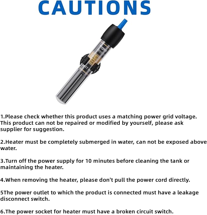 FREESEA 50 Watt Aquarium Submersible Betta Heater with Aquarium Submersible Thermometer