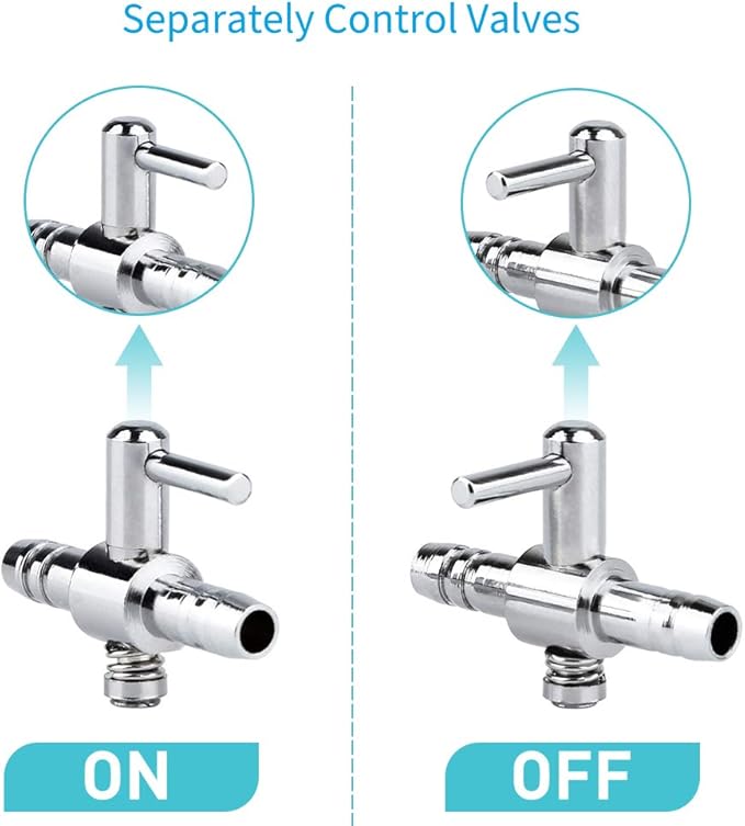 Pawfly 6 PCS 1-Way Aquarium Air Flow Control Lever Straight Valve Distributor Splitter for Fish Tank