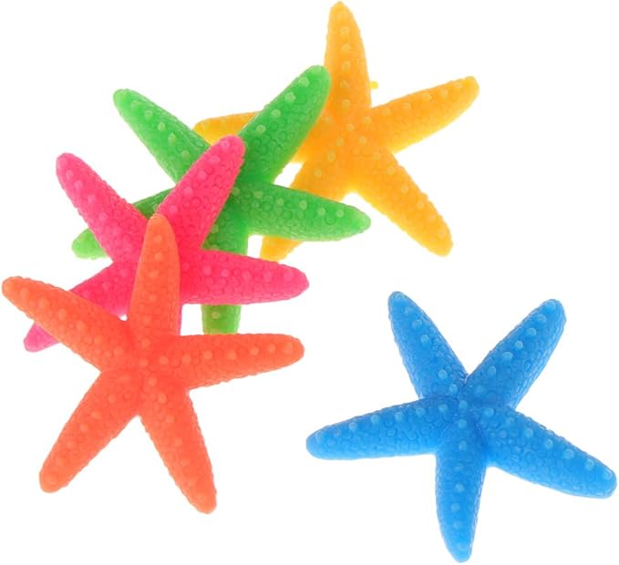 5 Pack Set Aquarium Ornaments Fish for Tank Decorations Artificial Resin Seastars Decor Safe and Aquarium Heater Light Thermometers Gravel Sand Decorations