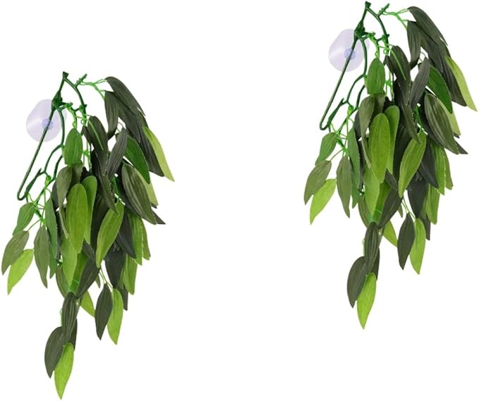 Artificial Aquarium Plants 2Pcs Realistic Rattan Plastic Fish Tank Decorations with Suction Cups for Freshwater and Saltwater Tanks Home Office Bar