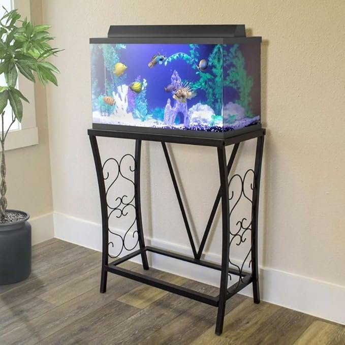 Aquatic Fundamentals 20 Gallon Metal Aquarium Stand, 24.3" L x 12.5" W, Black