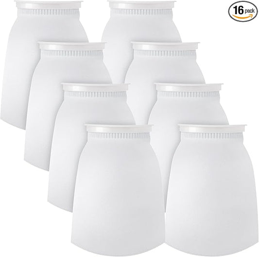 Jecery 16 Pack Ring Filter Socks 200 μm Aquarium Filter Bags Aquarium Socks for Tank Sump Saltwater Freshwater(12 × 7 inches)