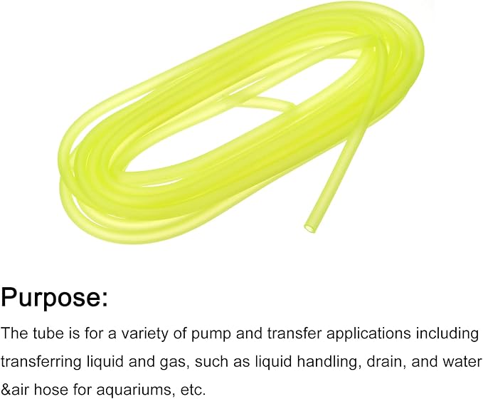 uxcell Aquarium Airline Tubing Hose 5/32" ID 15/64" OD 1Pcs 13.12 Ft Silicone Flexible Airline Tubing for Fish Tank, Terrariums, and Hydroponics, Yellow