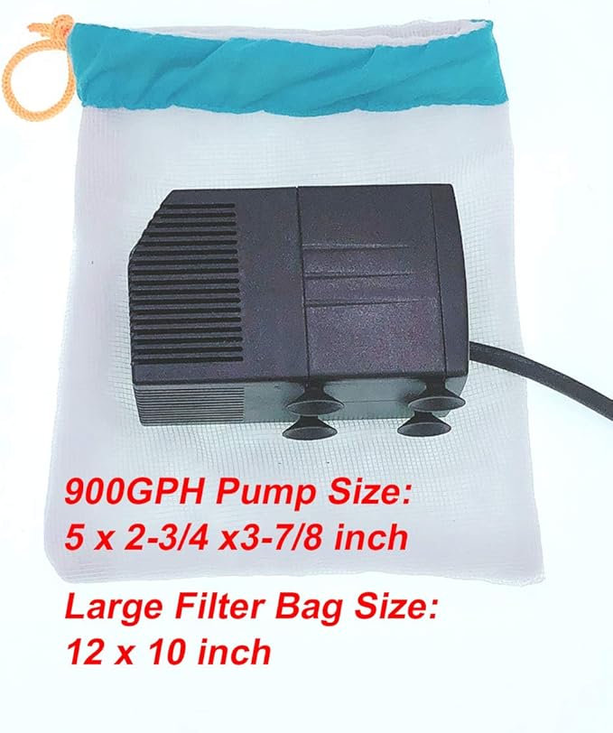 Pump Filter Bag Large, Mesh Barrier Bag 12 inch x 10 inch for Submersible Water Pumps under 1000GPH