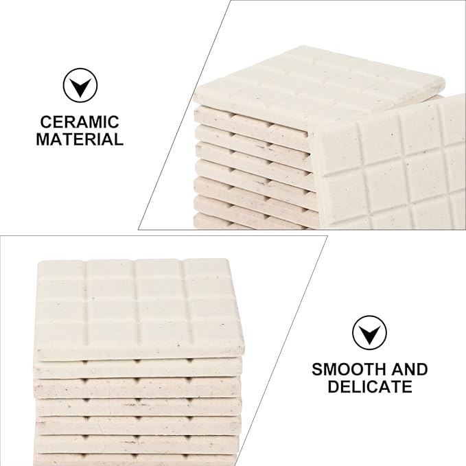 Ipetboom Frag Disks Coral Frag Plugs Support Bases for Fish Tank Aquarium Ceramic Coral Mount Plates 1.96In Square Aquarium Accessories