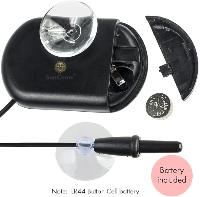 SunGrow Digital Betta Thermometer for Tropical Aquarium Fish, Black Color, Suction Cups and 1 Battery Included, 1 pc per Pack