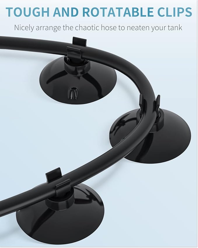 Pawfly Aquarium Suction Cup Clips for Standard 3/16" ID Airline Tubing Black Air Hose Holder Clamp Accessories for Fish Tank Aeration Setup, 30 Pack