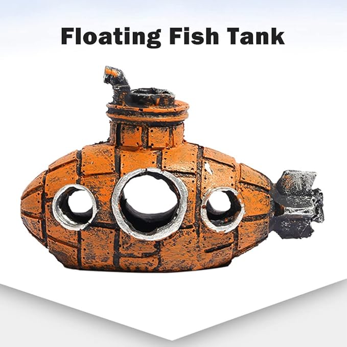 Resin Submarine Ornament: Safe Multi-Level Hideout + Spawning Caves for Aquariums, Boosts Cherry Shrimp Breeding Success, Protects Small Fish & Crabs (Fresh/Saltwater)
