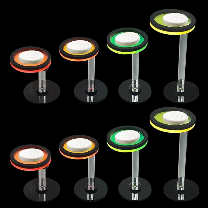Live Coral Reef frag Rack，frag Plugs Holder for Coral，Fluorescent Acrylic Coral frag Bracket，This Set Contains 8 columnar Acrylic Holders and 8 White Premium Ceramic Bases