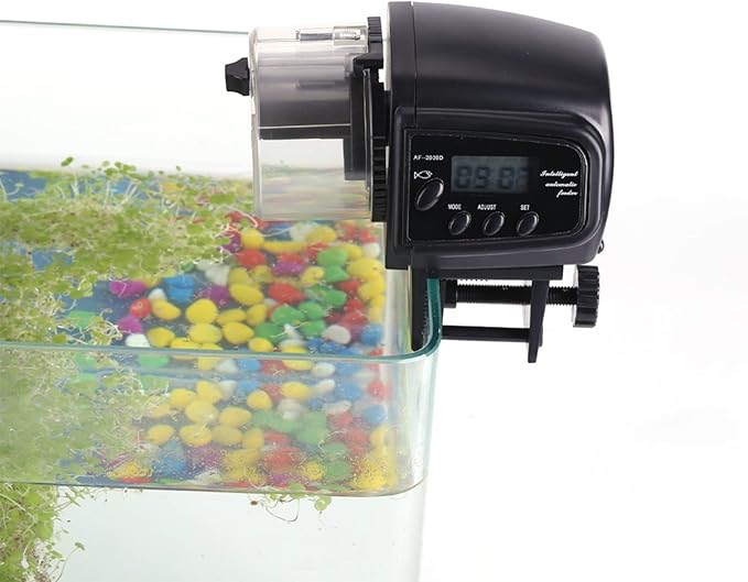 Tyenaza Automatic Fish Feeder, Electronic Fish Feeder with Digital LCD Dispenser Timer Automatic Aquarium Tank Food Feeding Machine