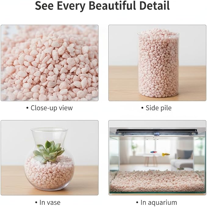 HappyFiller 2-5mm Light Pink Pea Gravel,Fairy Garden Mini Rocks,Terrarium Decor Pebble Stones,Succulent Caucts Planter Topper Dressing,Indoor Plants Granules,Aquarium Fish Tank,0.88 LB