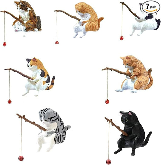 Aquarium Figurines Decorations Miniature Animal Ornaments Set Small Fishing Cat Landscaping Accessories For Fish Tanks Fishing Cat Figurine Animal Aquarium Decorations Aquarium Decor Betta Fish Tanks
