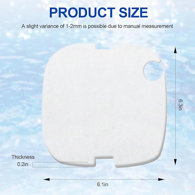 Rite Size S Canister Aquarium Polishing Filter Pads Fits for MarineLand C-Series and Magniflow'160 & 220 Canister Filters, Aquarium Filter Media Screens Out Fine Particulates -6 Pcs