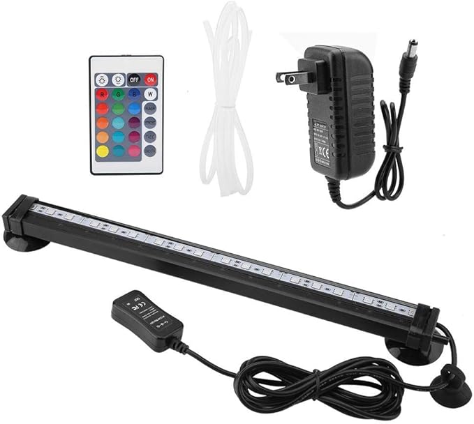 TOPINCN LED Aquarium Light Fish Bubble Light Underwater Led Light with Remote Control + Manual Color Change - Highlight Colorful Aquarium Light Kit(US Plug)(31cm)