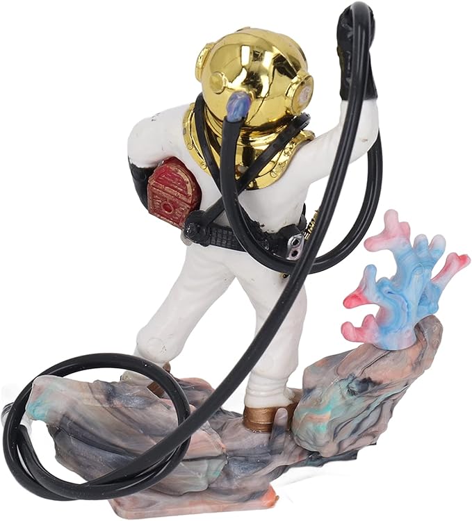 Zerodis Diver Aquarium Decoration, Diver Fish Ornament Aquarium Decorations Kit Floating Device Aquarium Accessories Ornament Play Toy for Fish (White)