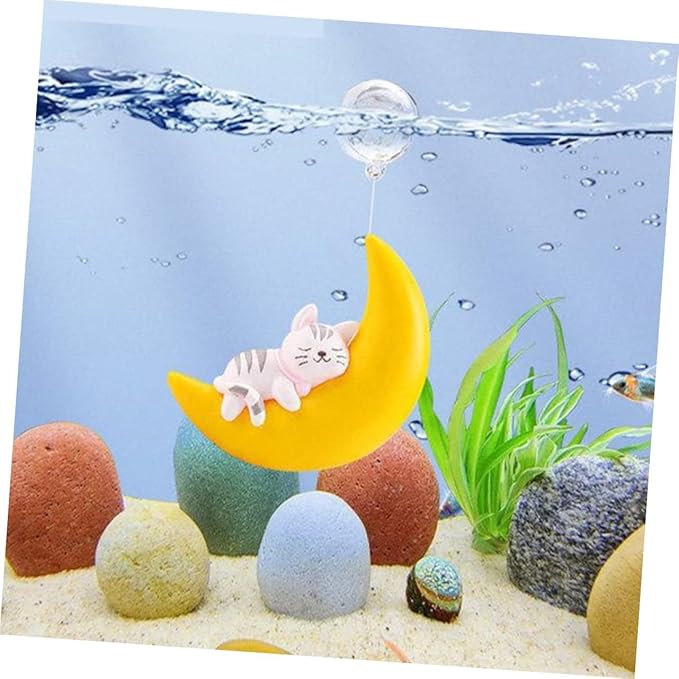 ZALYDRIFish Food Feeder, Aquarium Feeding Tray with Suction Cup, Acrylic Feeding Tube Fish Food Box, Aquarium Accessory breeding Box, with one Cute Moon Animal PVC Floating Toy