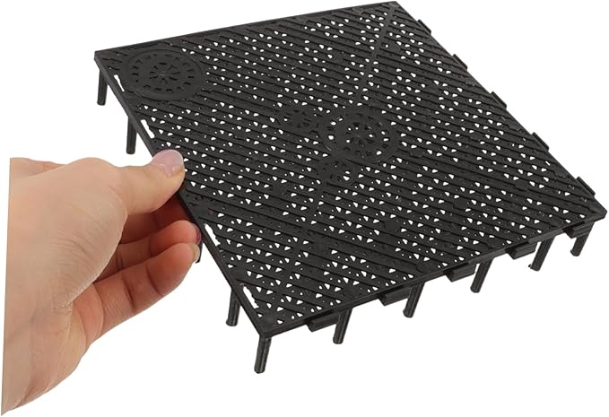 FOMIYES 20pc Fish Tank Bottom Plate PVC Stacking Grid Black Easy Installation High Water Permeability