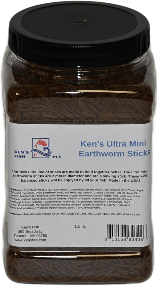 Ken's Fish & Pet Ultra Earthworm Mini Sticks 1.5 lb. Jar