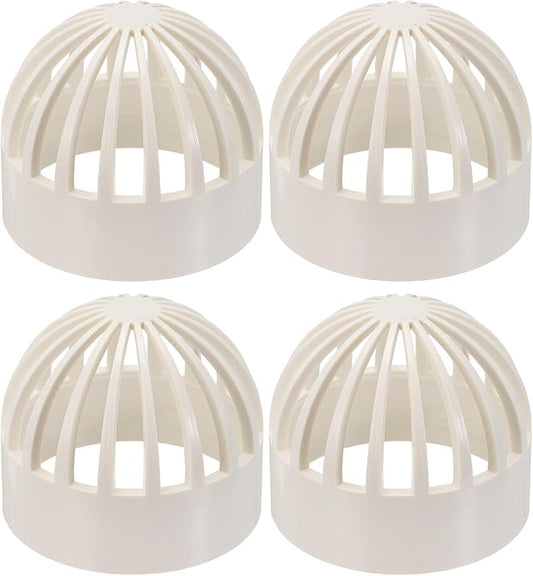 PATIKIL 3 Inch (75mm) Fish Cover Permeable Cap, 4 Pcs PVC Breathable Cap Aquarium Guard Fish Tank Intake Cover, White