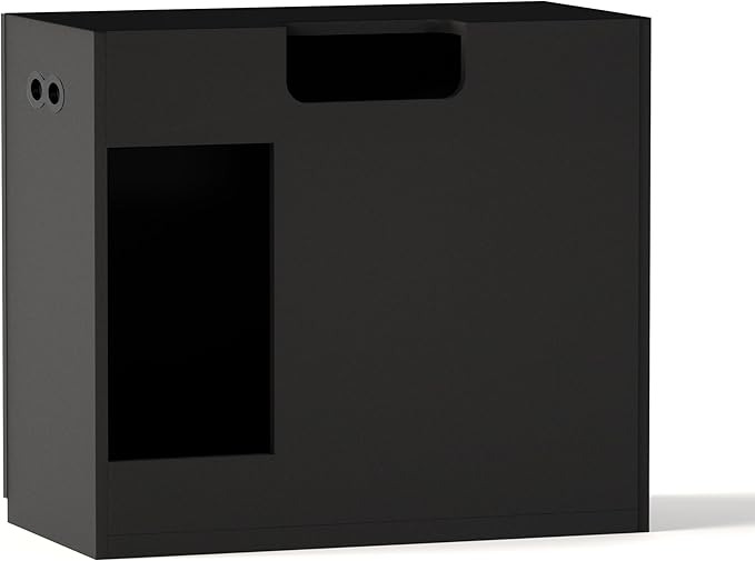 LANDEN Wooden Storage Cabinet with Modern Accent Design, Multi-Purpose Furniture for Living Room and Home Décor, Works as Aquarium Stand for up to 44 Gal Tanks, Matte Black, W35.5xD17.7xH31.5 in