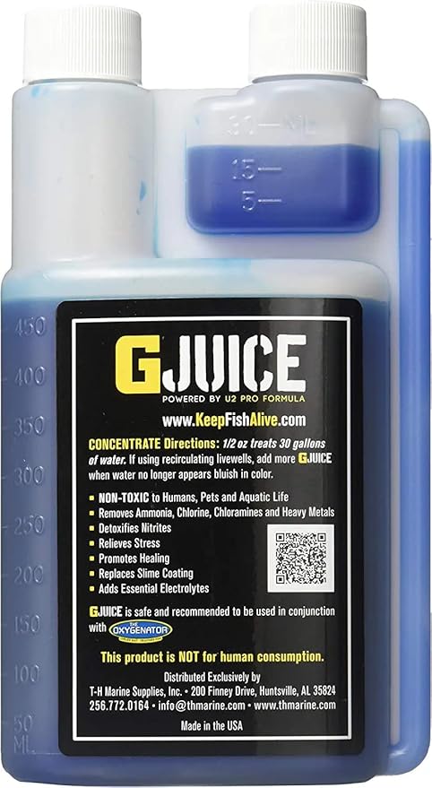 T-H Marine G-Juice Liquid Livewell Treatment - Freshwater Fish Water Conditioner, 16 oz. - Safe Ammonia Remover & Electrolyte Enhancer for Fish Health, Easy Application & Stress Reduction