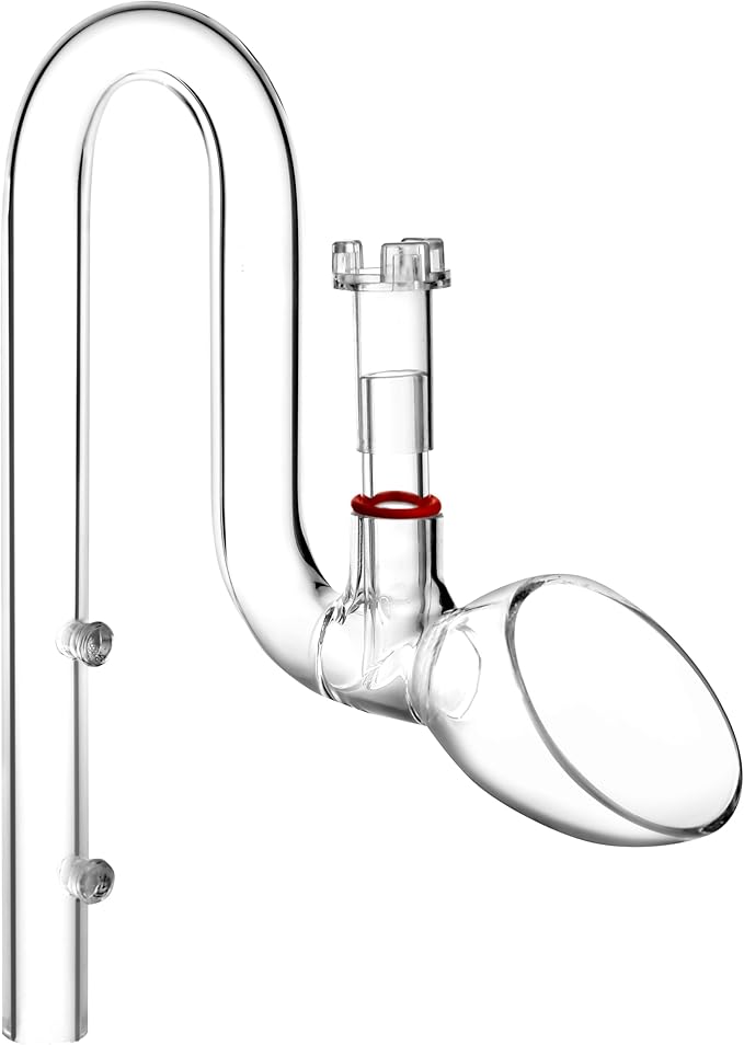 Glass Lily Pipe Outflow with Surface Skimmer for Planted Tank Aquarium (17mm for 16/22mm (5/8'' i.d.) tubing)