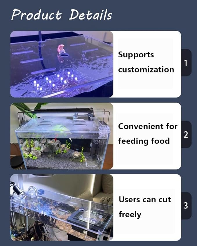 Acrylic Aquarium Lid, Planted, Tank Aquarium LidEscape Proof Aquarium Lid, Fish Tank Hood Cover with Vent Port, Custom Betta Fish Tank Lid(32x18in)