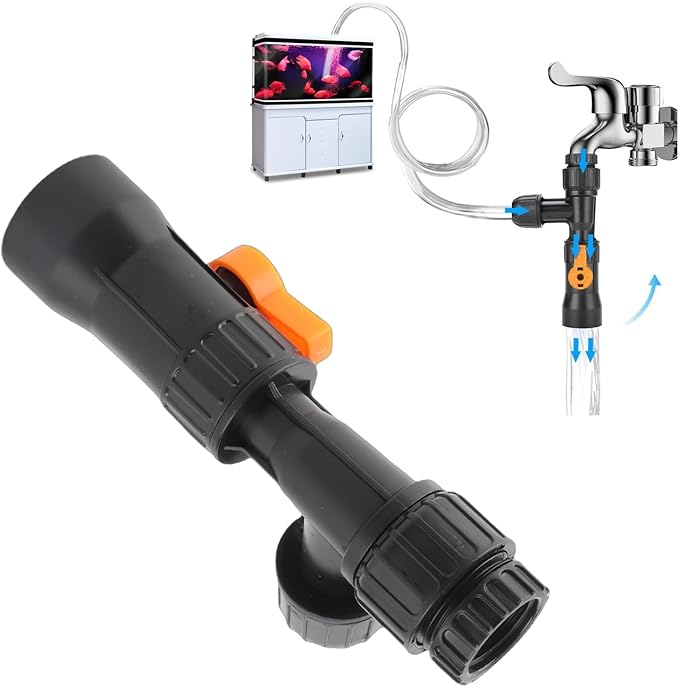 Aquarium Water Changer Kit, Plastic Aquarium Fish Water Changer Replacement Faucet Nozzles Pump with 2 Faucet Adapters Water Changer Maintenance Tool for Fish Cleaning