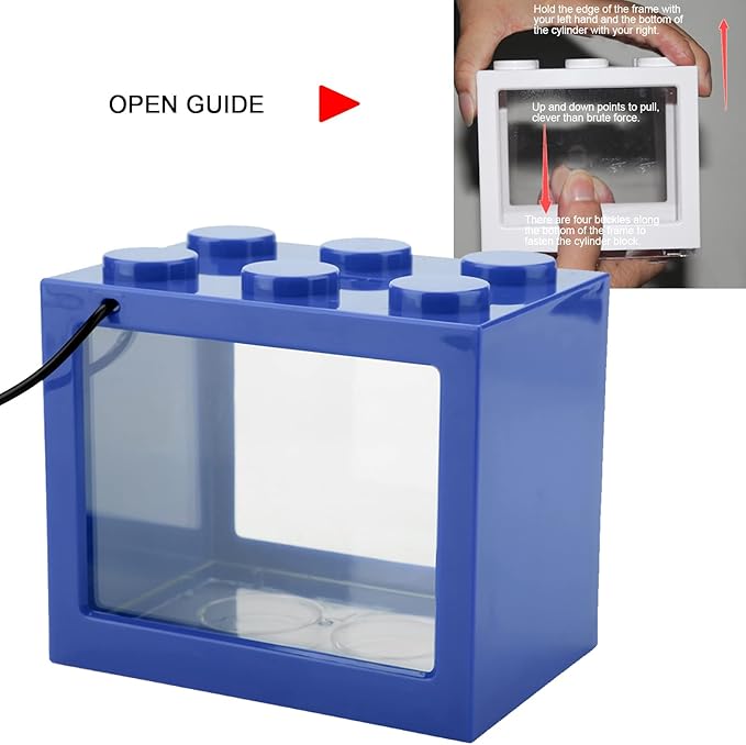 Small Fish, Acrylic Mini Fish Desktop Mini Aquarium Bowl for Goldfish Aquarium Starter Kits with USB LED Light Office Tea Table Decor