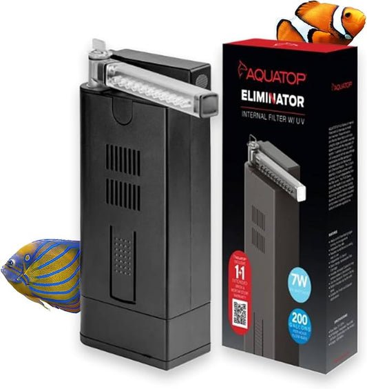 Aquatop 200 GPH Slim Internal Filter with 7W Light – for Crystal Clear Water – for Fresh & Saltwater Tanks – Innovative Aquarium Filter for Tanks