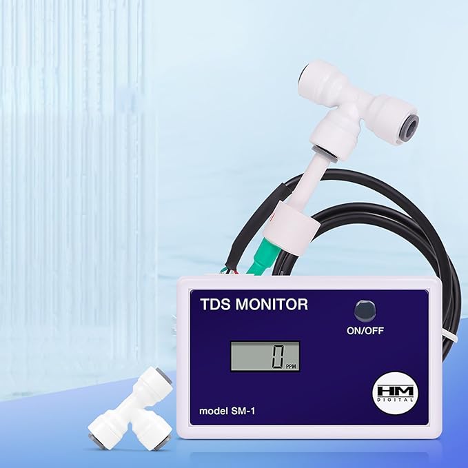 Digital SM-1 in-Line Triple TDS Monitor, 0-9990ppm Range, +/- 2% Readout Accuracy,for Aquarium