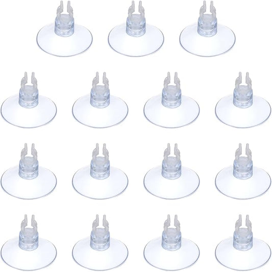 Aquarium Suction Cups, Fish Tank Suction Cups Clips Airline Tube Holders Clamps (Plastic, 15Pcs, Clear) for 0.2" Fish Tank Airline Tubing Binding Moss Shrimp Nest, 5x25MM